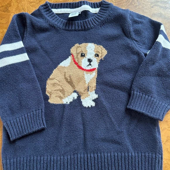 Janie and Jack Other - Janie and Jack Bull Dog Navy Knit Sweater